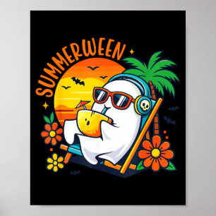 Sommerween Lustiger Geist Sommer Halloween Urlaub Poster