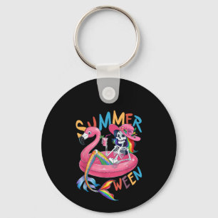 Sommerween-Skelett-Flamingo-Sommer-Halloween-Frau Schlüsselanhänger
