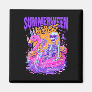 Sommerween-Skelett Gruseliger Sommer Strand Skelly Magnet
