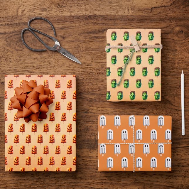 Sommerween Sommer Halloween JackoLaterne Eisstiel Geschenkpapier Set (Von Creator hochgeladen)