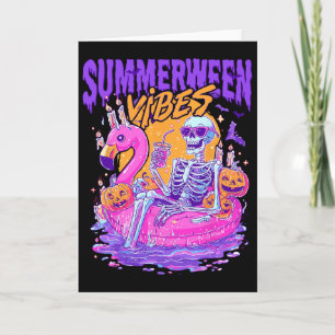 Sommerween Stimmung Gruseliger Skelett-Flamingo-Po Karte