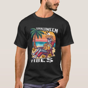 Sommerween-Stimmung Halloween-Skelett T-Shirt