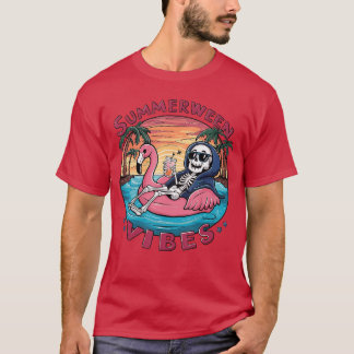 Sommerween Stimmung Halloween Sommer Spaß Flamingo T-Shirt