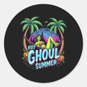 Sommerween Stimmung Lustig Heißer Ghoul Sommer Ske Runder Aufkleber