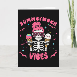 Sommerween-Stimmung Skelett Halloween Sommer Rosa Karte