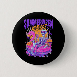 Sommerween-Stimmung Skelett-Kürbis gruseliger Urla Button