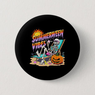 Sommerween-Stimmung Skelett-Kürbis Gruseliger Urla Button