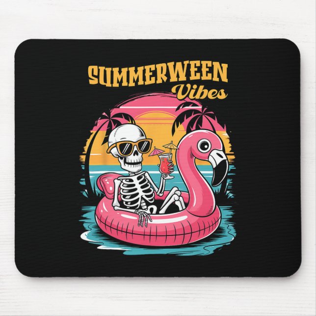 Sommerween-Stimmung Skelett Sommerferien Lustiger  Mousepad (Vorne)