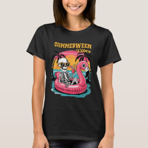 Sommerween-Stimmung Skelett Sommerferien Lustiger T-Shirt