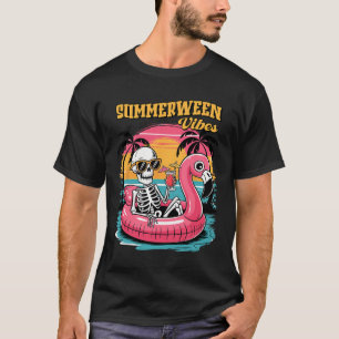 Sommerween Stimmung Skelett Sommerferien Lustiger T-Shirt