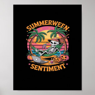 Sommerween-Stimmung, Skelett Sommerurlaub, Sommer Poster