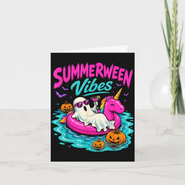 Sommerween Stimmung unheimliches Geist Einhorn Str Karte (Vorderseite)