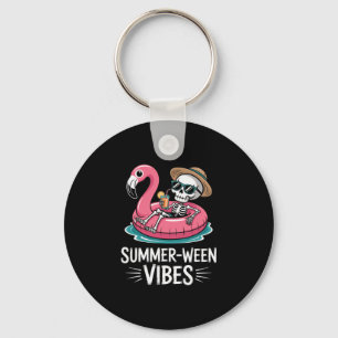 Sommerween-Vibes-Skelett-Schwimmender-Flamingo-Get Schlüsselanhänger