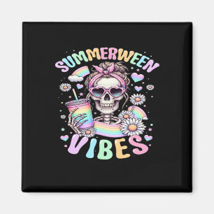 Sommerween-Vibes Süße Skelett-Mädchen Sommer-Hallo Magnet