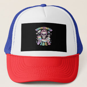 Sommerween-Vibes Süße Skelett-Mädchen Sommer-Hallo Truckerkappe