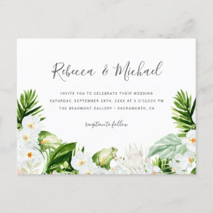 Sommerweiße Blume & Wasserfarbenwelt Hochzeit Einladungspostkarte