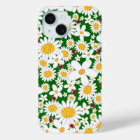 Sommerweiße Daisien und Whimsical Red Ladybugs