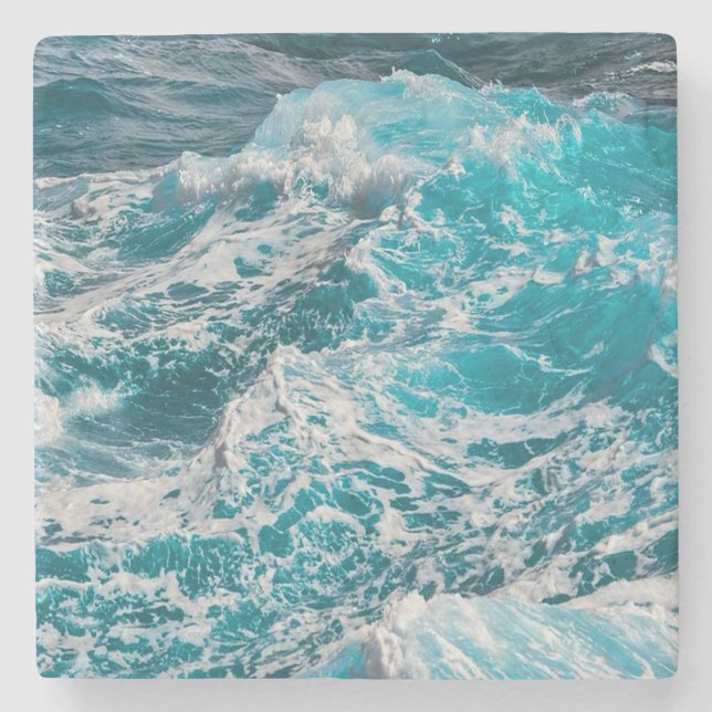 Sommerwellen des Blauen Ozeans Steinuntersetzer (Vorderseite)