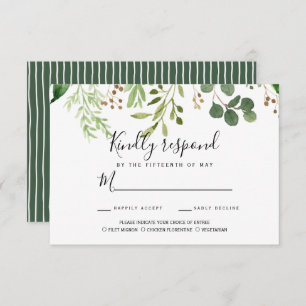 Sommerwiese Blätter Hochzeit RSVP MEAL WÄHLEN Einladung