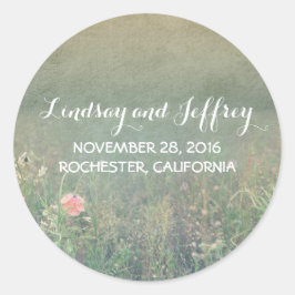 Sommerwiese Blume Romantische Jahrgangshochzeit Runder Aufkleber
