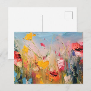Sommerwiese – Expressive abstrakte Wildblumen Postkarte