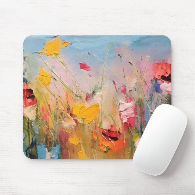 Sommerwiese – Expressive Blumenlandschaft Mousepad (Mit Mouse)