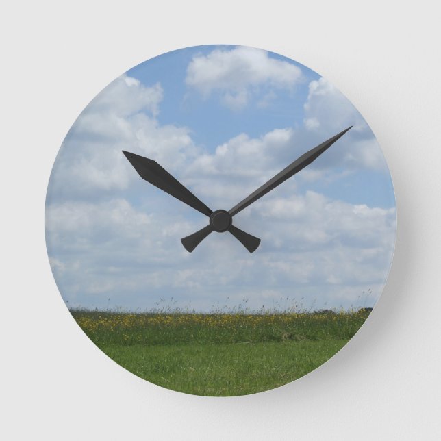 Sommerwiese-Uhr Runde Wanduhr (Vorderseite)