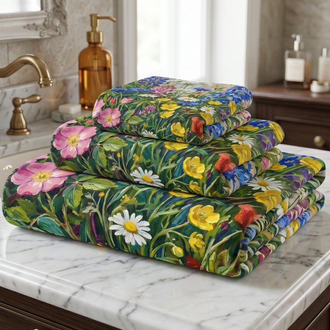 Sommerwiesen-Wildblumen Badhandtuch Set (Von Creator hochgeladen)