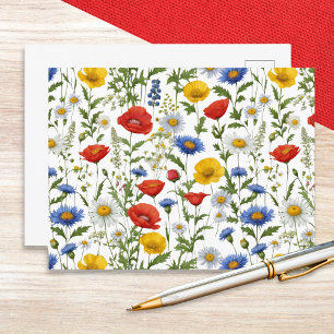 Sommerwildblumen Farbige Blumen Postkarte