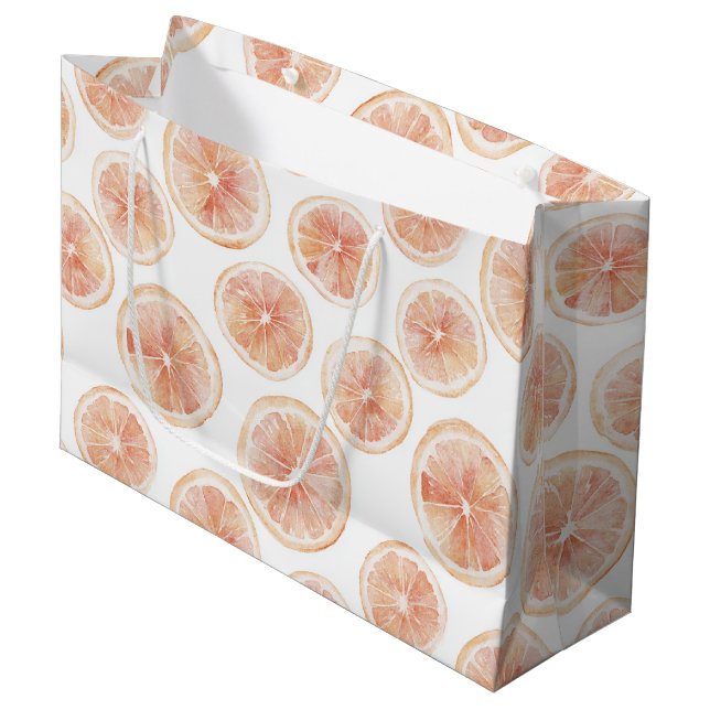 Sommerwind Grapefruit Pfirsich Geburtstag Große Geschenktüte (Vorderseite Schrägansicht)