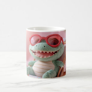 Sommerwoben: Chillin' Plush Crocodile on Vacation Kaffeetasse