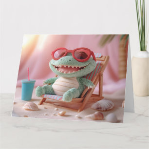 Sommerwoben: Chillin' Plush Crocodile on Vacation Karte