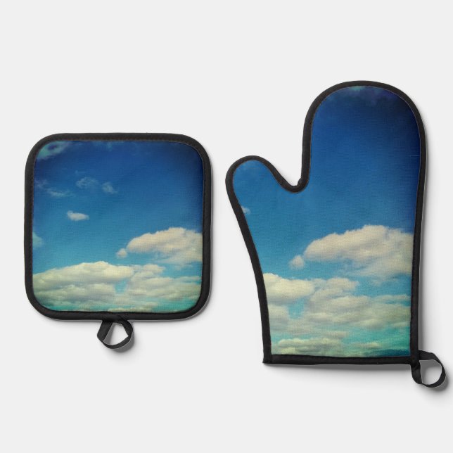 Sommerwolken Ofenhandschuh & Topflappen-Set (Vorderseite)