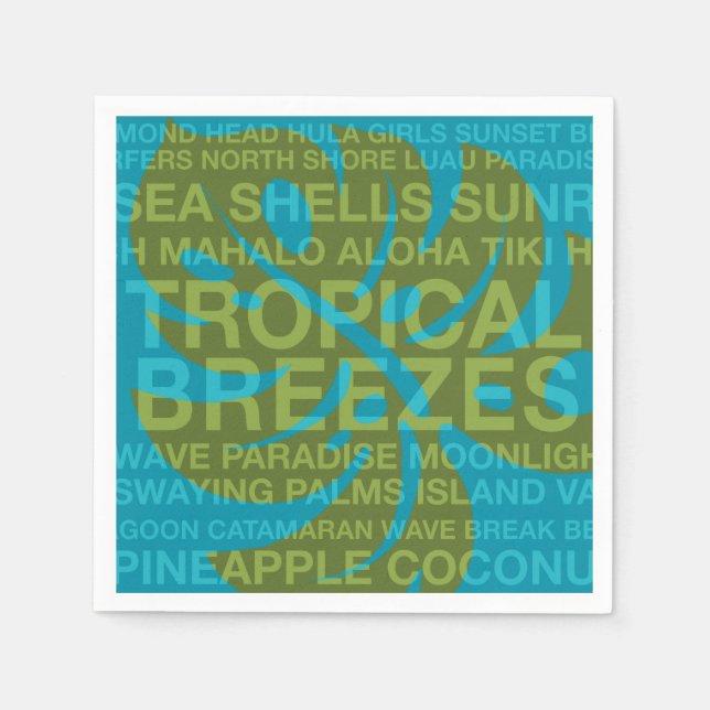 Sommerwörter Tropical Monstera Leaf Papier Napkins Serviette (Vorderseite)