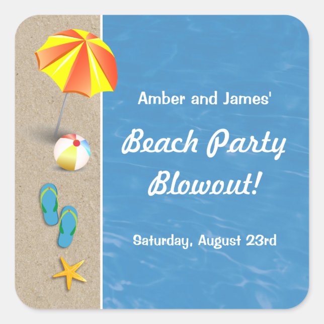 Sommerzeit am Beach Party Aufkleber (Vorderseite)