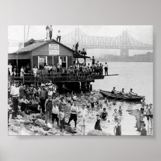 Sommerzeit am East River, 1921 New York NY Poster