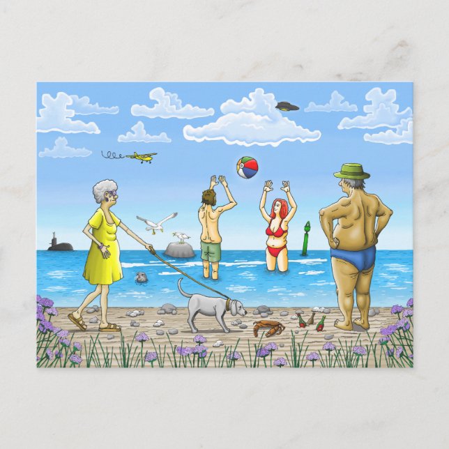 Sommerzeit am Strand Postkarte (Vorderseite)