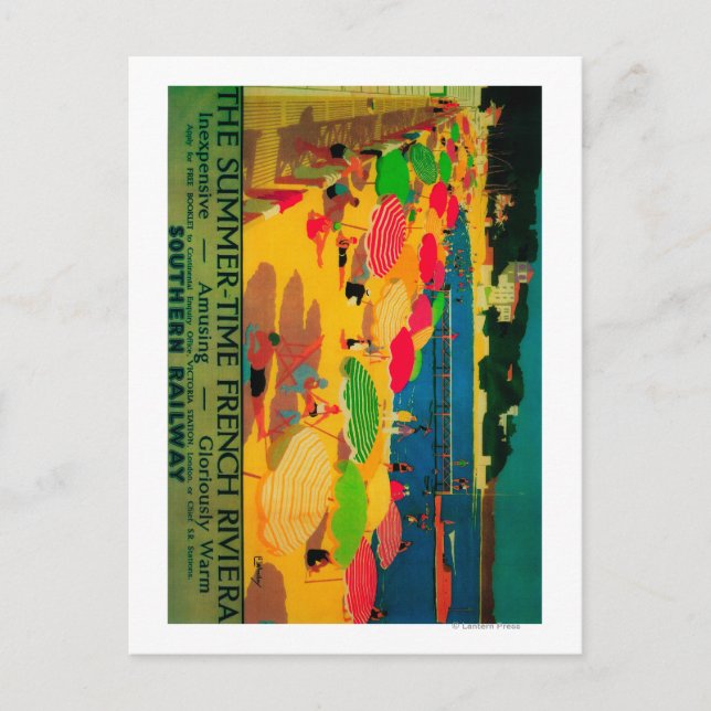 Sommerzeit Côte d'Azur Vintages Poster Europa Postkarte (Vorderseite)