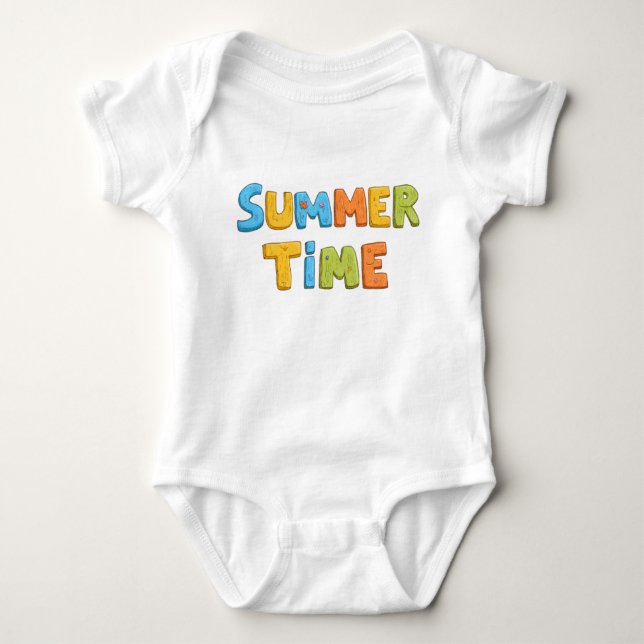 Sommerzeit - farbenfrohe Sommerzeit Text Baby Strampler (Vorderseite)