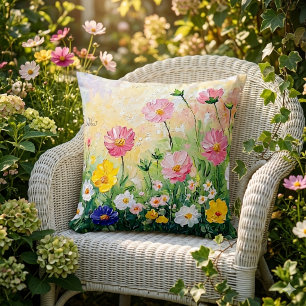 Sommerzeit. Farbige Blumen. Kunst. Kissen