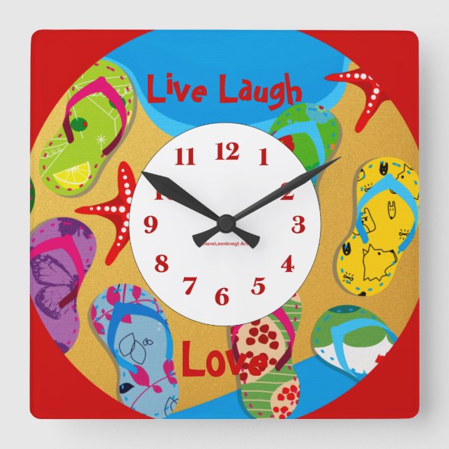 Sommerzeit Fun Wall Clock Quadratische Wanduhr (Vorderseite)