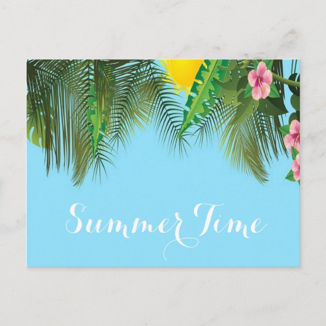 Sommerzeit hängende Äste blau Postkarte (Vorderseite)