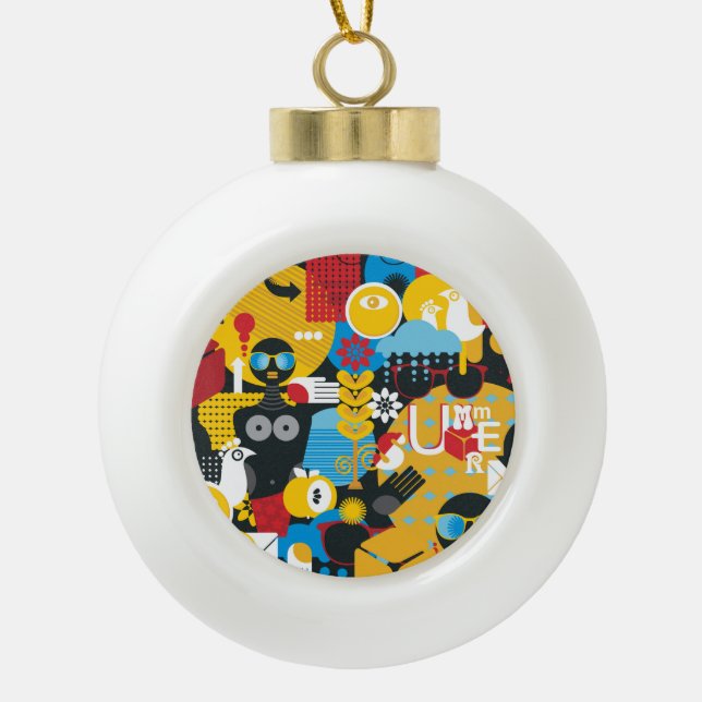 Sommerzeit Keramik Kugel-Ornament (Vorderseite)