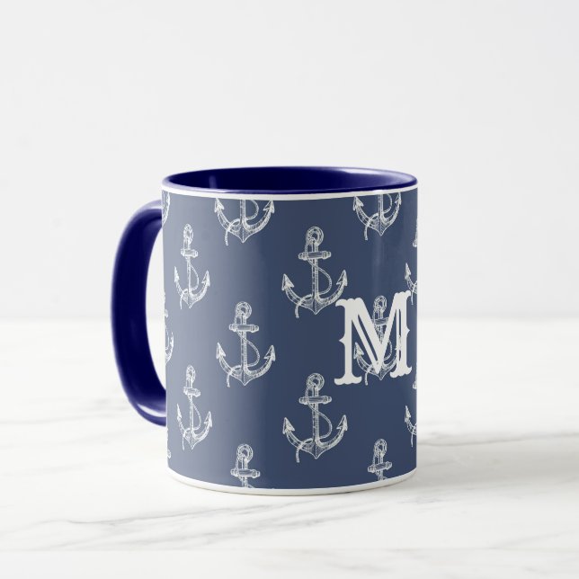 Sommerzeit Mit Monogramm Ozean Tasse (Vorderseite Links)
