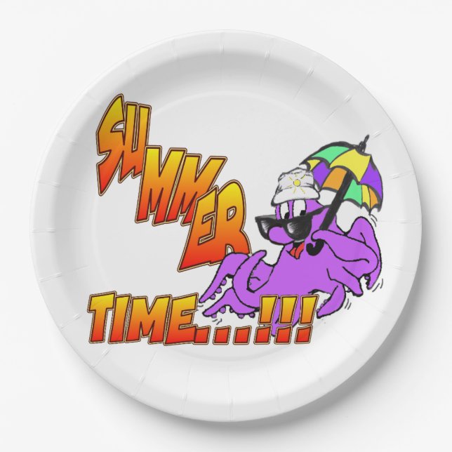 Sommerzeit Octopus Paper Teller (Vorderseite)