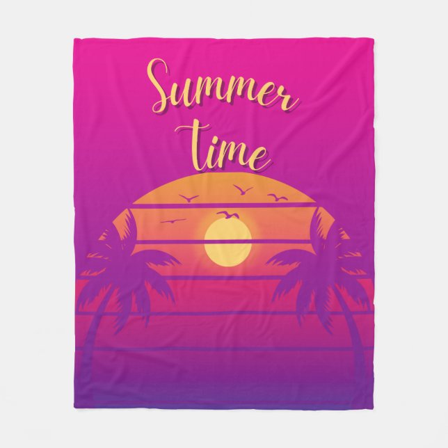 Sommerzeit Ombre Lila Fleecedecke (Vorderseite)