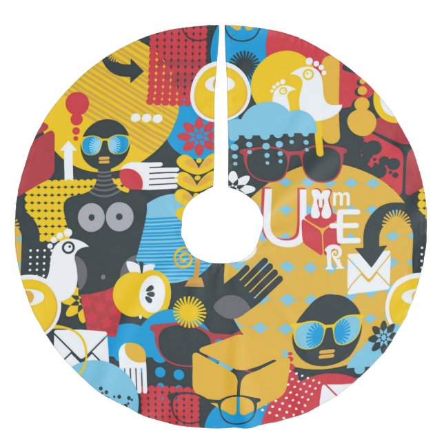 Sommerzeit Polyester Weihnachtsbaumdecke (Vorderseite)