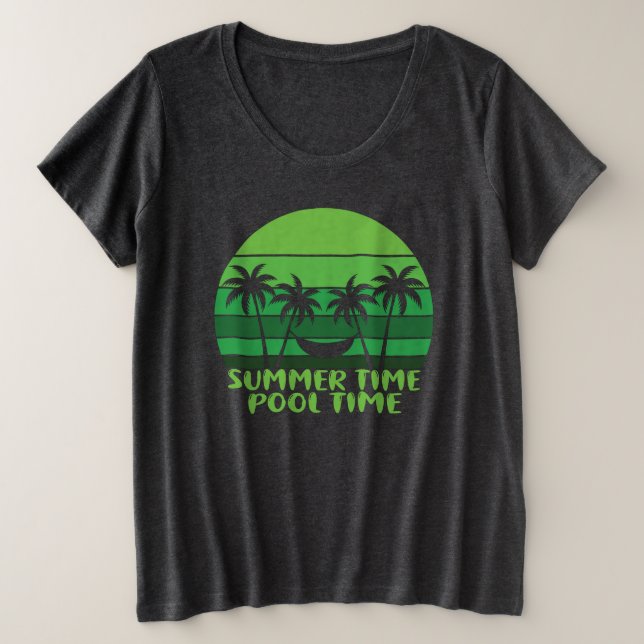 SOMMERZEIT POOL ZEIT. GROßE GRÖßE T-Shirt (Design vorne)