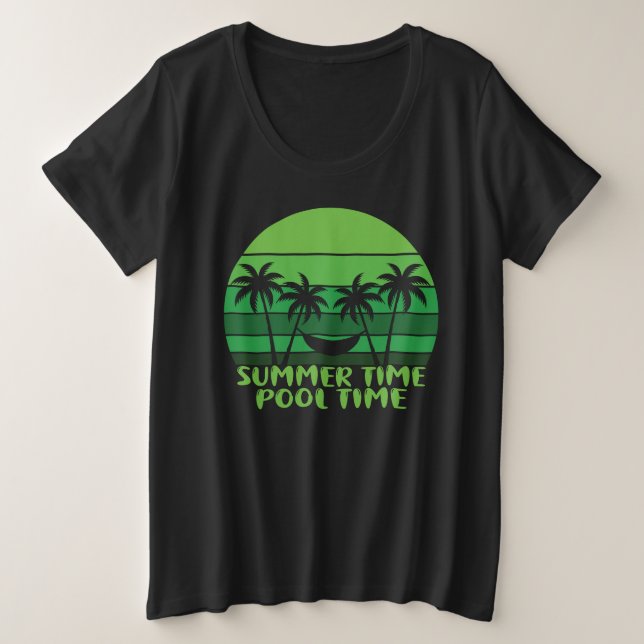 SOMMERZEIT POOL ZEIT. GROßE GRÖßE T-Shirt (Design vorne)