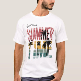 SOMMERZEIT - Retro Beach Sunset Palm Trees Graphi T-Shirt